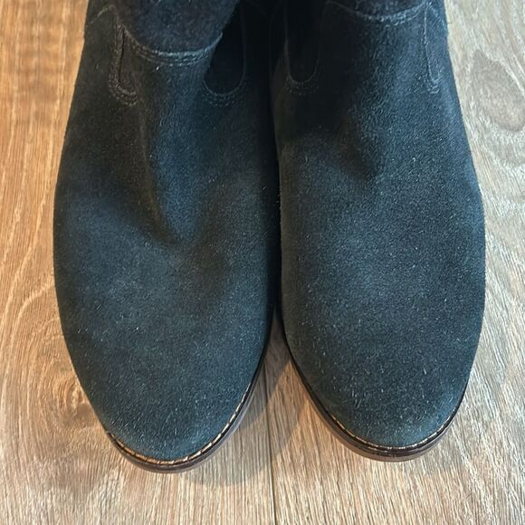 GENUINE SUEDE TOMS SLOUCHY ANKLE BOOTIES BLACK SIZE 10 - Picture 2 of 7